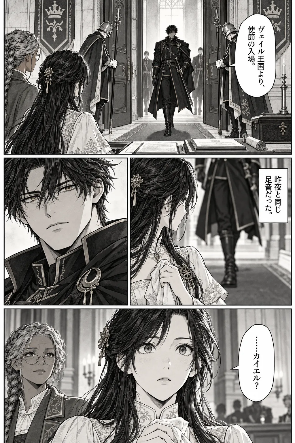 Unexpected encounter in another world, Chapter 2: The Prince at the Hearing. Japanese story page 5.