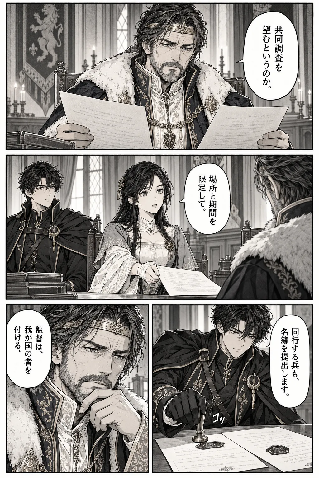 Unexpected encounter in another world, Chapter 2: The Prince at the Hearing. Japanese story page 11.