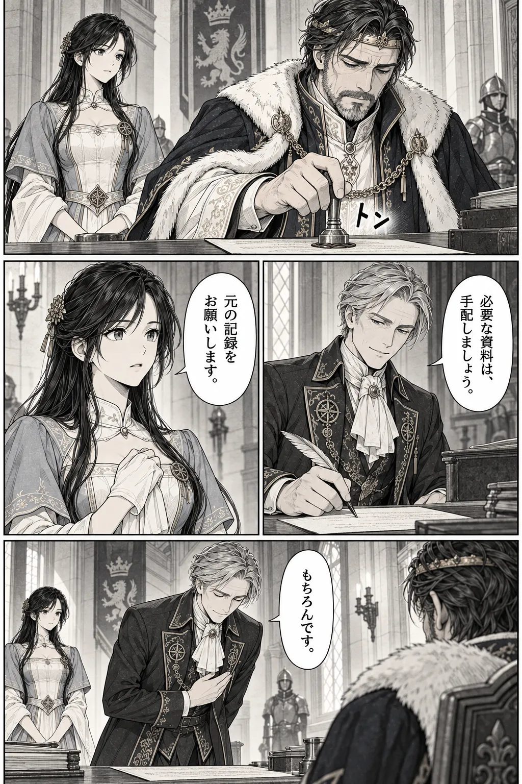Unexpected encounter in another world, Chapter 2: The Prince at the Hearing. Japanese story page 13.