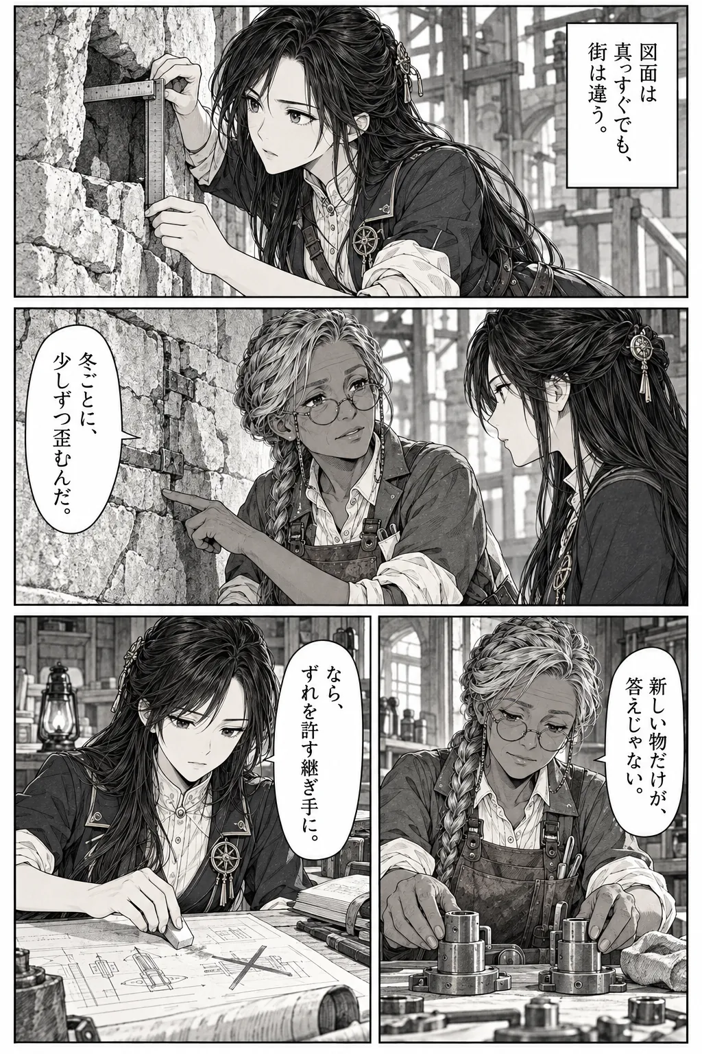 Unexpected encounter in another world, Chapter 3: The First Repair. Japanese story page 3.