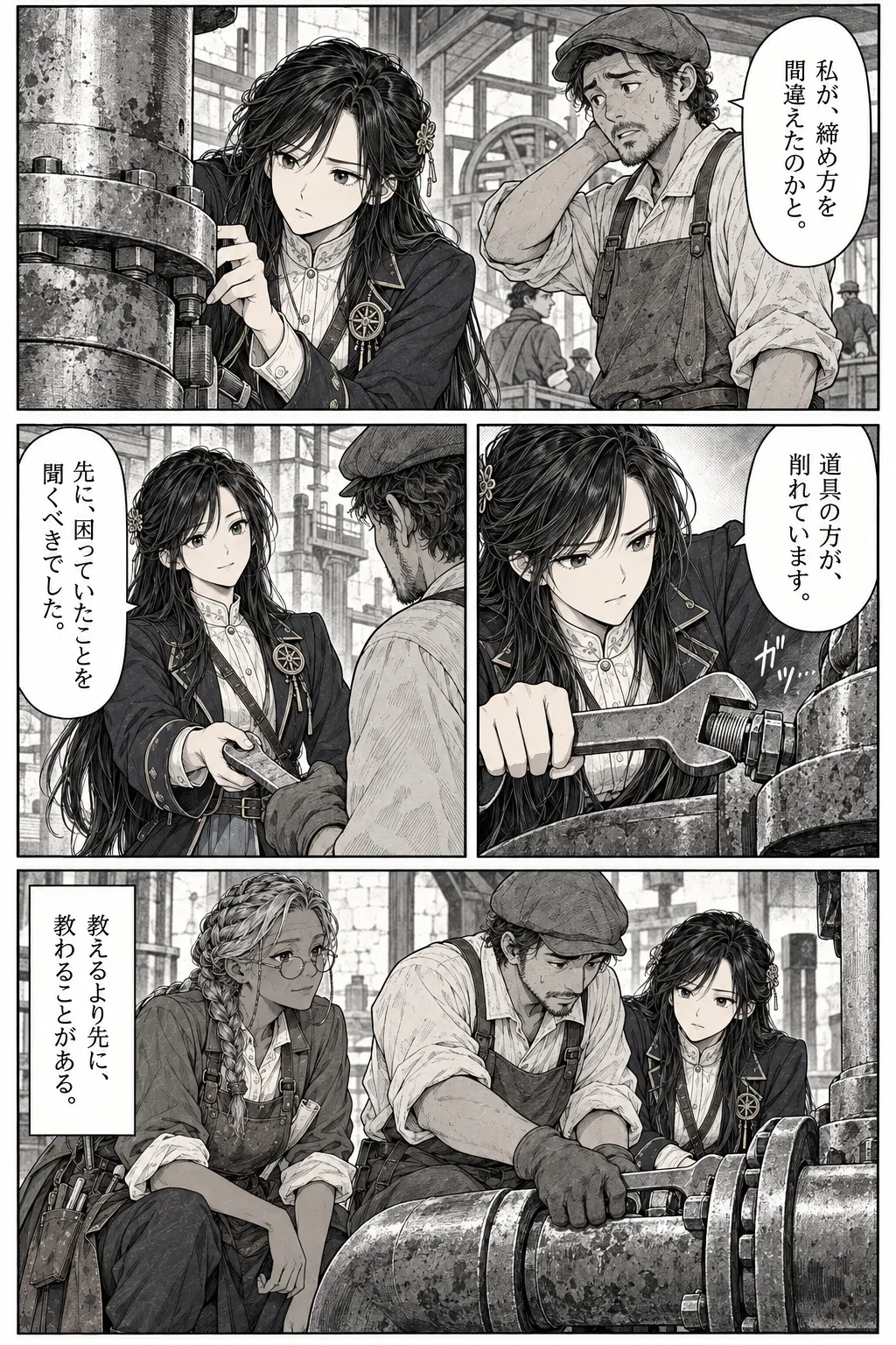 Unexpected encounter in another world, Chapter 3: The First Repair. Japanese story page 9.