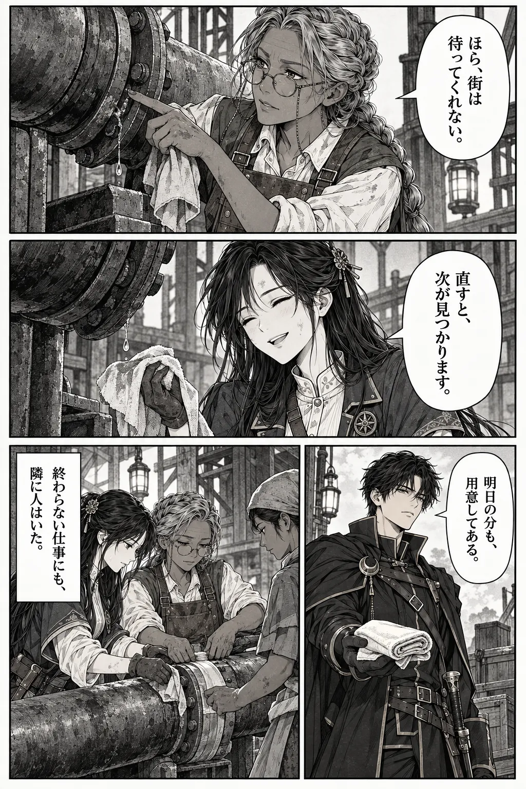 Unexpected encounter in another world, Chapter 3: The First Repair. Japanese story page 15.