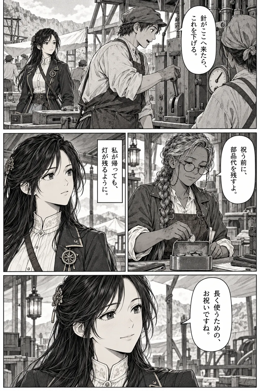 Unexpected encounter in another world, Chapter 3: The First Repair. Japanese story page 17.