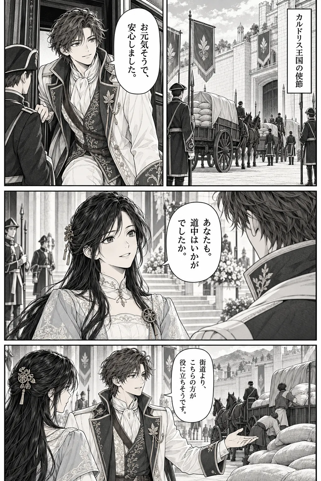 Unexpected encounter in another world, Chapter 4: Guests with Different Intentions. Japanese story page 2.