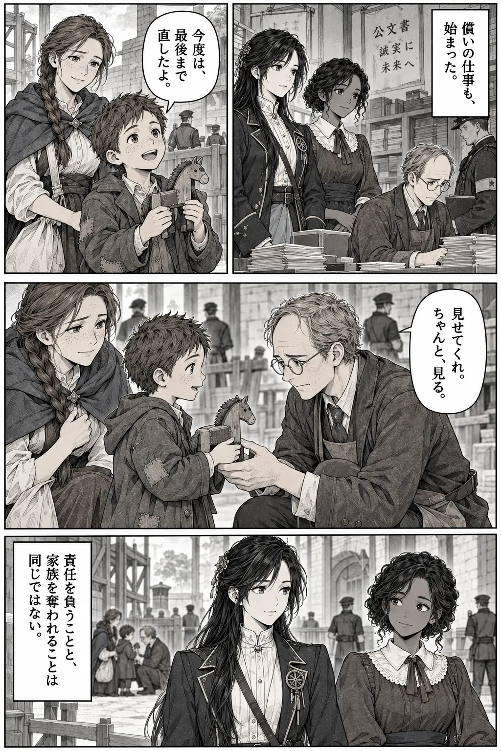 Unexpected encounter in another world, Chapter 16: What We Build After. Japanese story page 14.