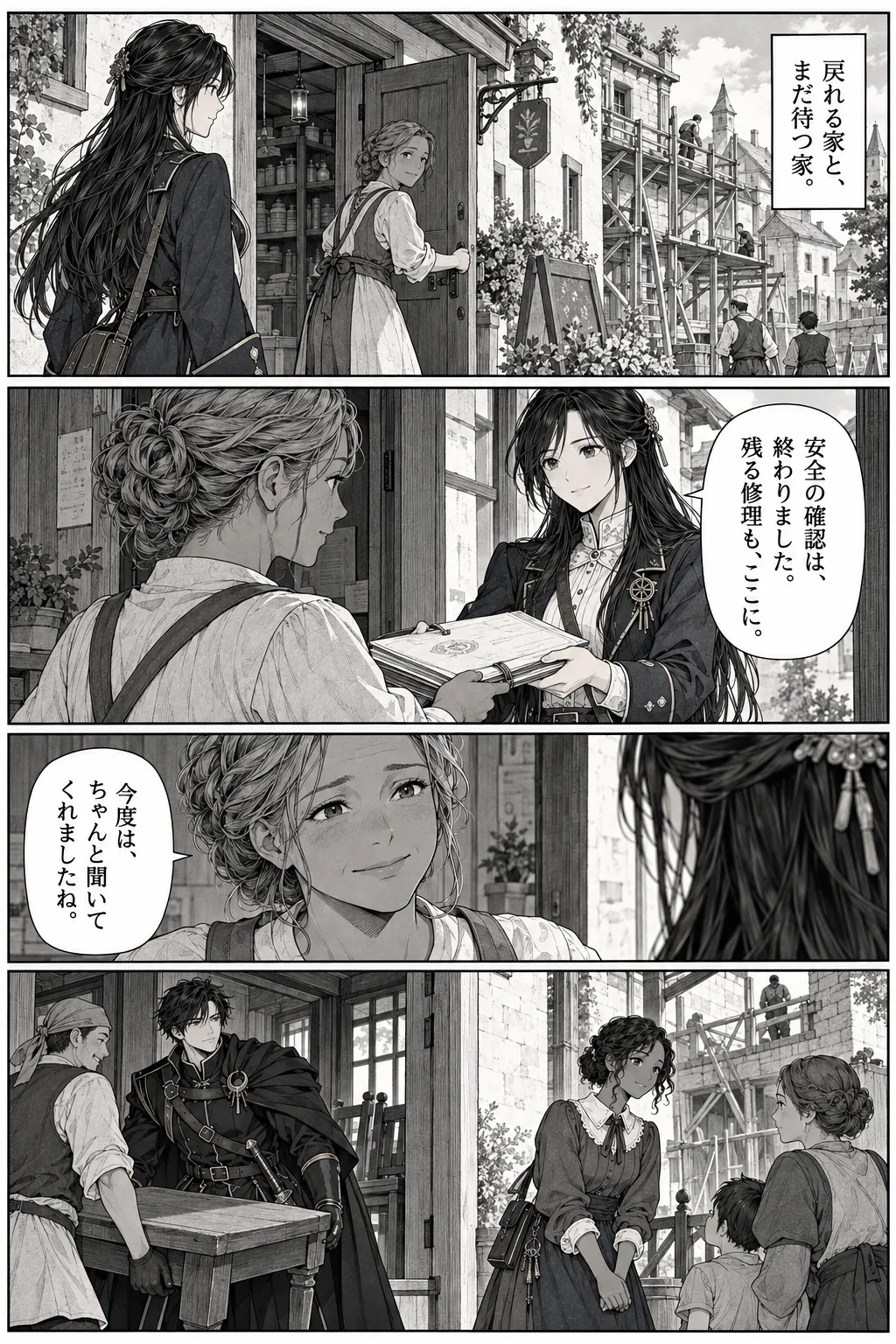 Unexpected encounter in another world, Chapter 16: What We Build After. Japanese story page 16.